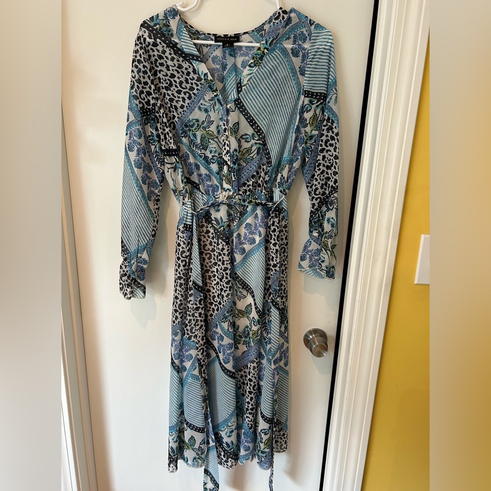 Stella and Julie Patterned Blue and White Dress